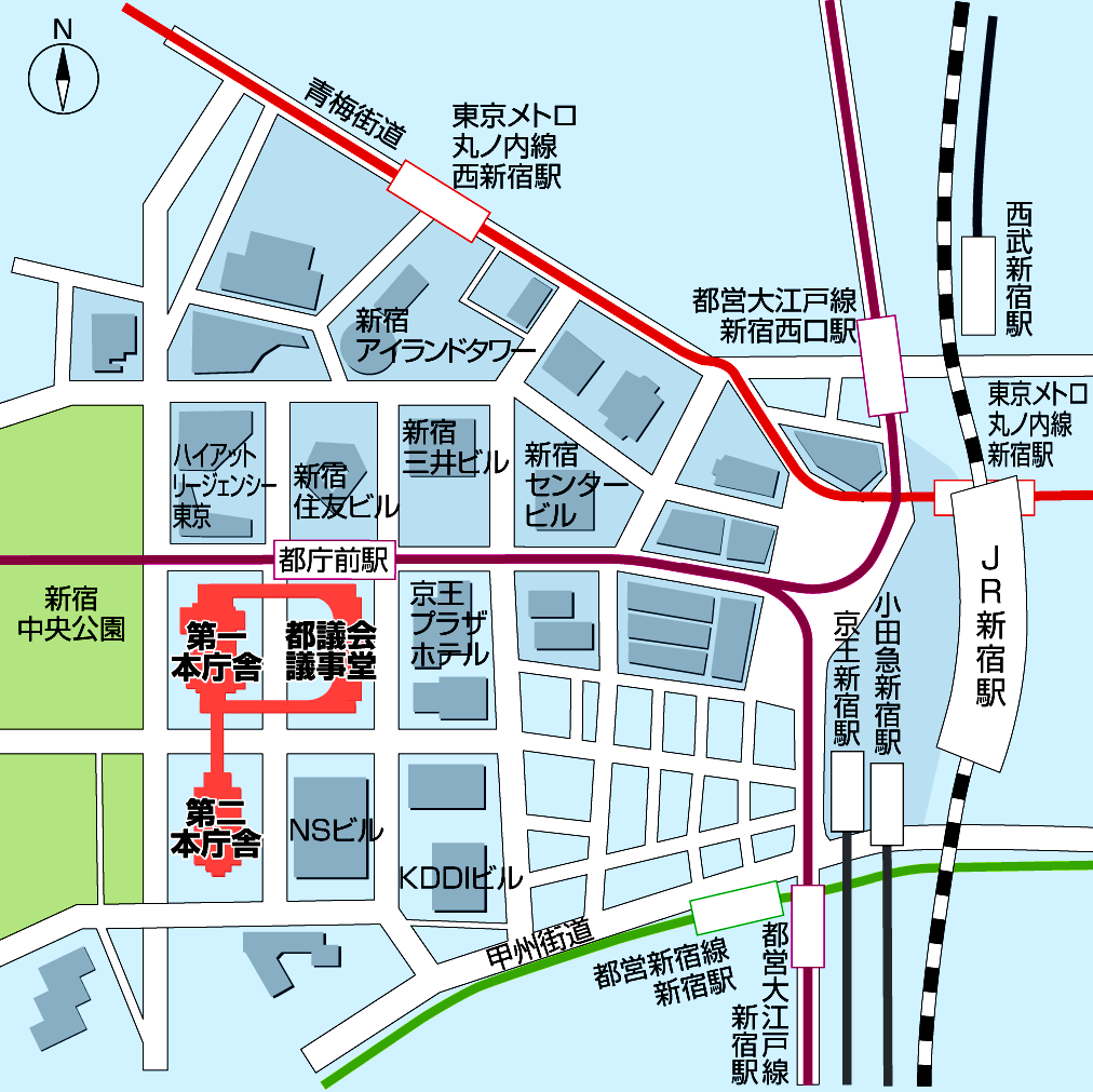 都庁までの地図