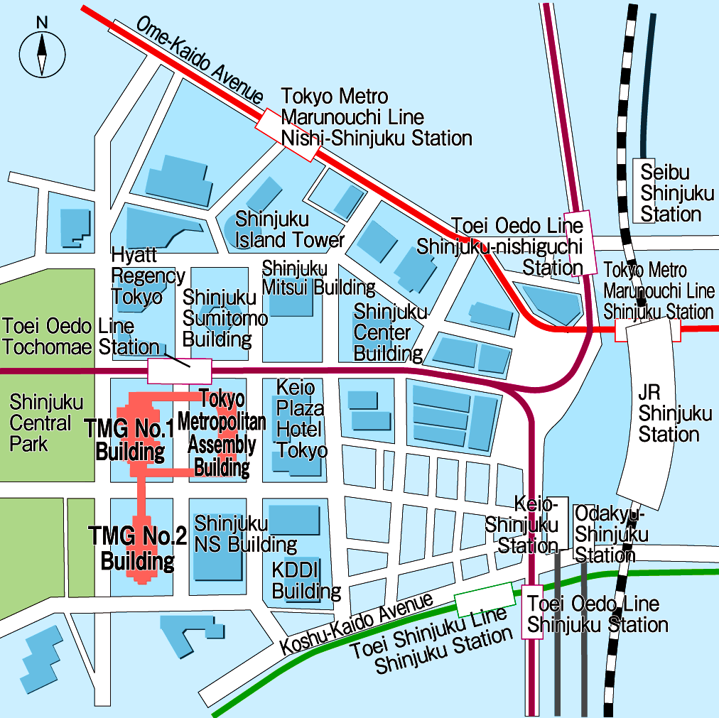 都庁までの地図